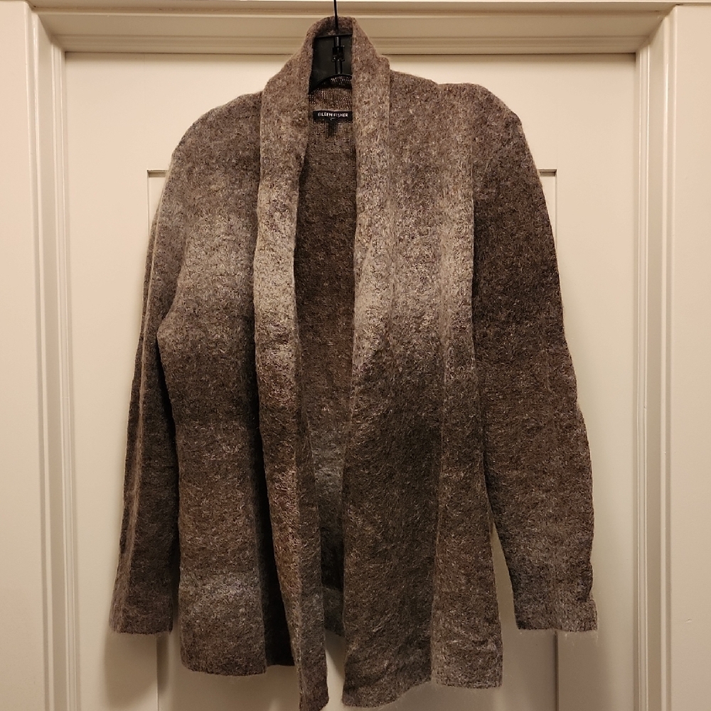 Eileen Fisher Taupe Open-Front Cardigan